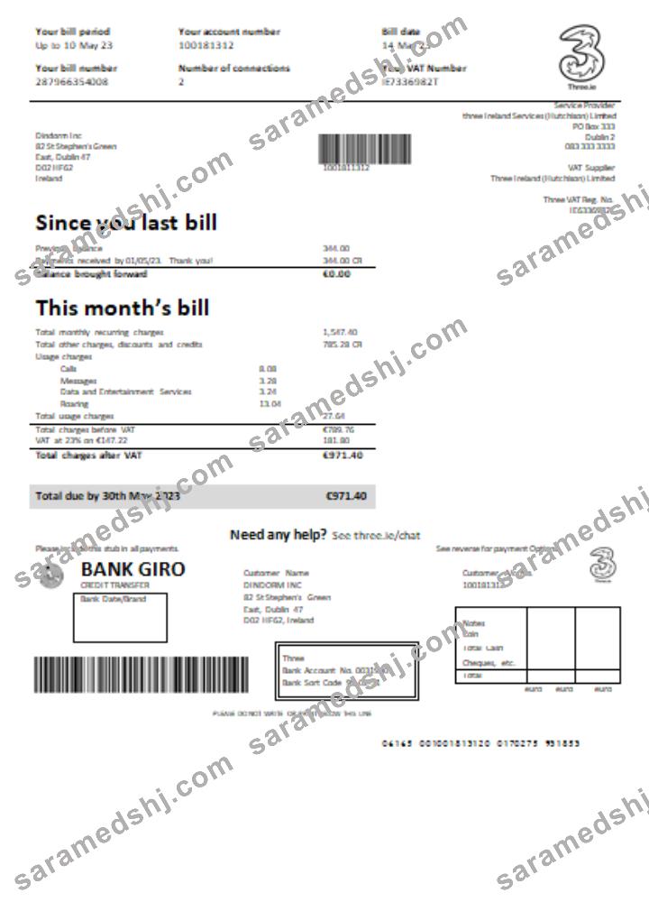 Three Ireland (Hutchison) Limited utility business bill,  GO